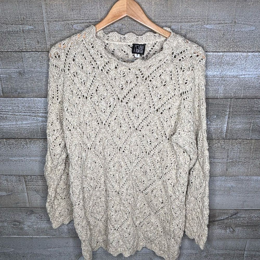 Vintage 90s small cream crochet sweater long tunic